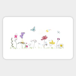 Colorful flowers field in spring time Sticker